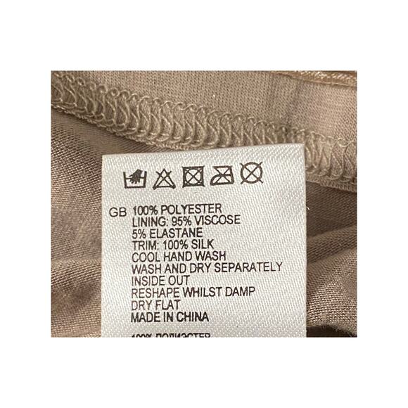 REISS Metallic Ruched Holiday Party Bodycon Dress Champagne Gold Shimmer 10 - Picture 10 of 10